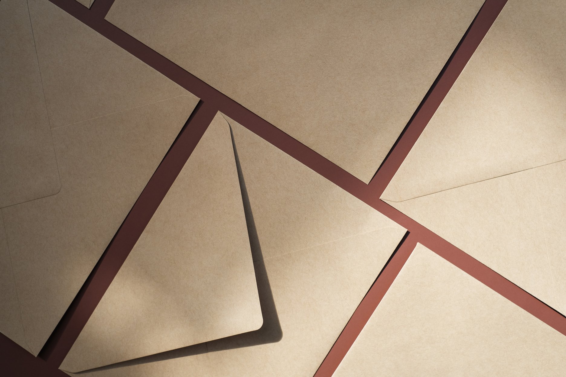 Sustainable Packaging Flatlay of Letter Envelopes